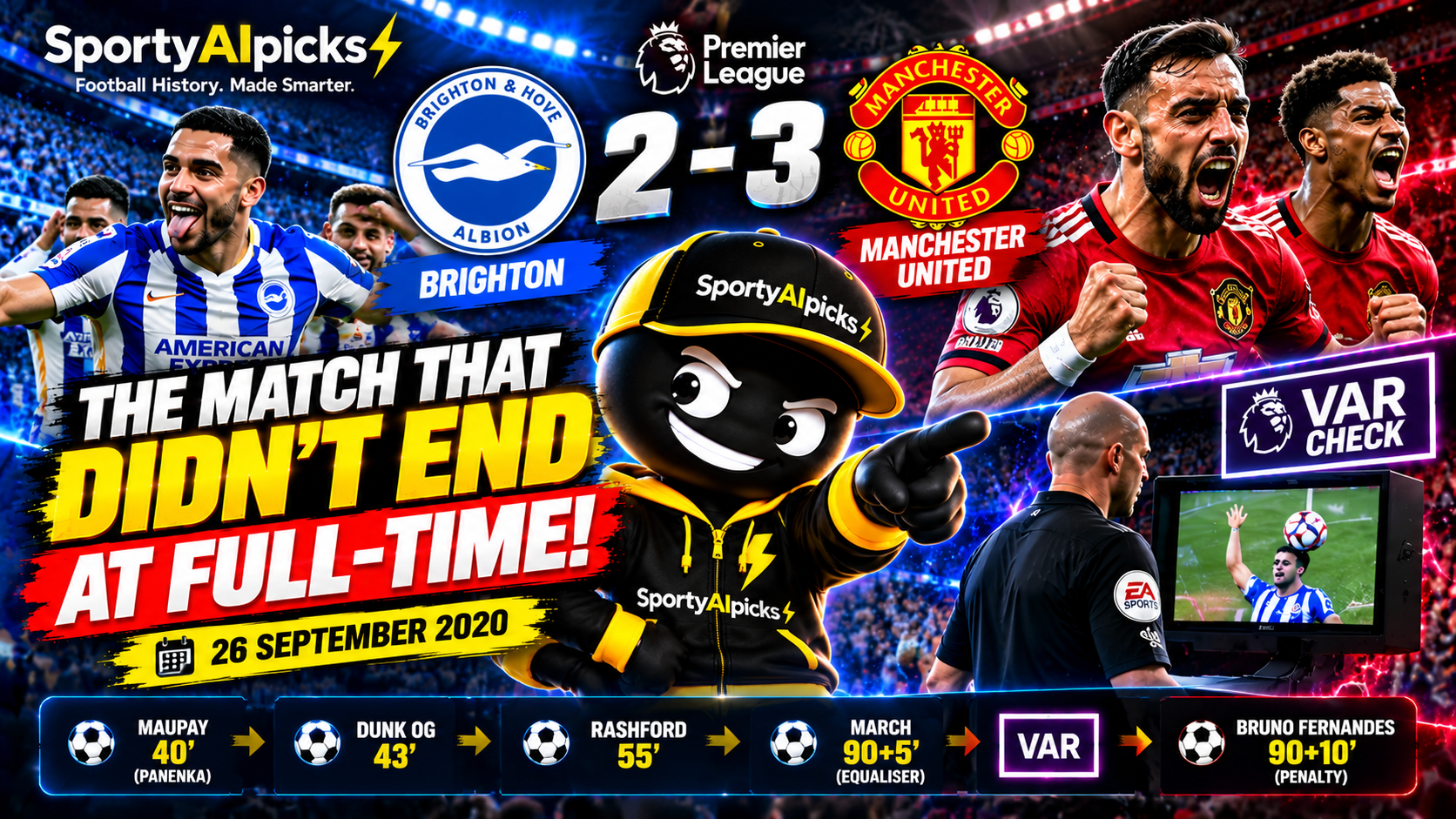 Brighton 2-3 Manchester United: Bruno Fernandes Scores 100th-Minute Penalty After Final Whistle